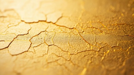 Obraz premium Cracked golden textured surface with irregular patterns and rough texture in a close-up view