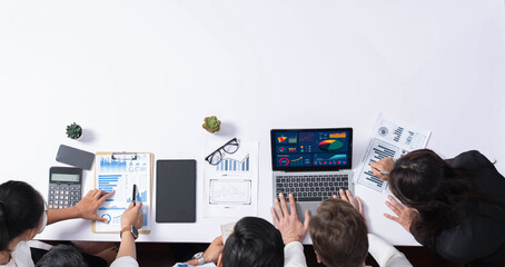 Group of office worker and businesspeople working on business financial data analysis. Empty space...