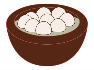 Tangyuan Yuan Xiao glutinous sweet soup rice balls syrup red bean paste filling China dessert Chinese traditional dish meal festival cuisine icon set colorful design