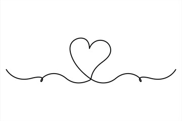 Continuous one line Heart and love sign symbol drawing Isolated on white background art illustration
