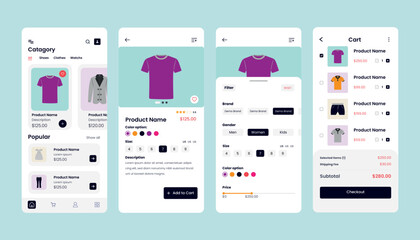 Ecommerce app user interface for android and ios.