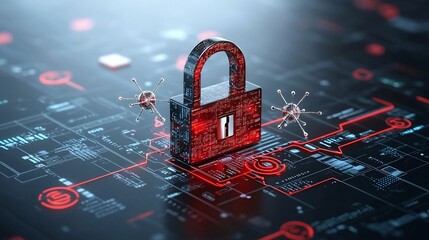 Quantum Encrypted Digital Lock Icon Symbolizing Advanced Cybersecurity and Data Protection in the Digital Age  High Tech Geometric Pattern Representing Futuristic Quantum Encryption Technology