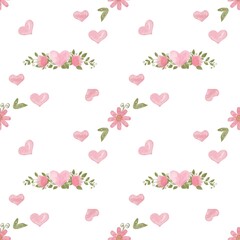 Pattern with heart and flowers for spring or Valentine’s Day designs. That is tenderness pattern make your designs such spring and feminine. Use that for printing packing paper or textile.