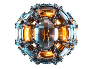 3d futuristic nuclear fusion reactor isolated on white