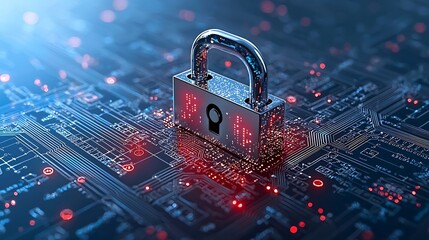 Secure Digital Lock with Quantum Circuits Guarding Data Protection Through Advanced Cryptography Techniques Illustrating the Future of Cybersecurity and Digital Infrastructure