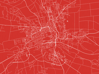 Christmas Map of Gotha, Germany in Snowy White on Festive Red Background.