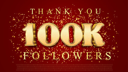 Thank You 100k Followers 3d Editable Luxury Gold, Colorful Effect Emblem