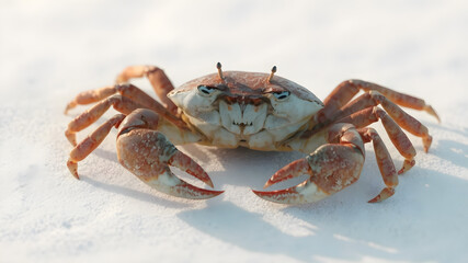 8K Sea Animals Background with a Sea Crab Walking on Fine Sand