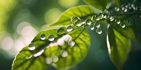Molecular Structure on Leaf Sunbeam Filter Green Hues Organic