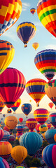 Fototapeta premium A vibrant hot air balloon festival with colorful balloons filling the sky illustration, cappadocia tourism. Generative AI