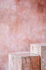 Empty White Marble Round Podium on Pink Studio Background