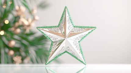 Obraz premium Festive star decoration for holiday events home decor modern style bright environment close-up view celebration concept