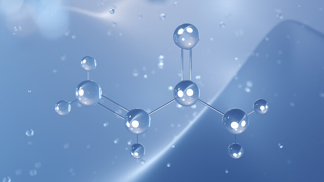 acrylamide molecular structure, 3d model molecule, monomer, structural chemical formula view from a microscope