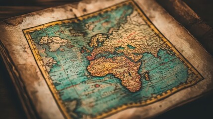 Antique World Map Book Vintage Travel Geography Exploration