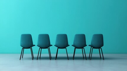 Modern Minimalist Chairs Against a Teal Wall in an Artfully Designed Space for Contemporary Interior Design Enthusiasts and Professionals