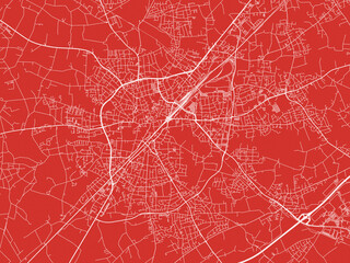 Christmas Map of Gutersloh, Germany in Snowy White on Festive Red Background.
