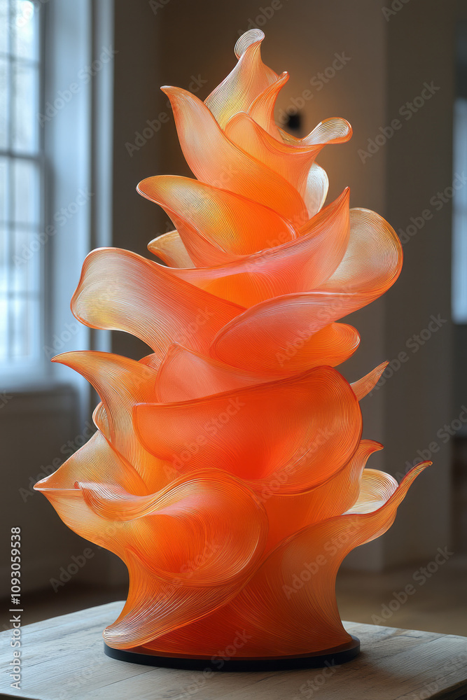 Aufkleber a flowing composition of orange glass petals overlapping elegantly, creating a luminous abstract for