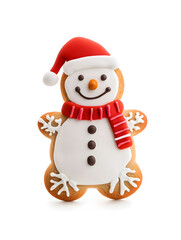 Cute snowman cookie isolated on transparent background