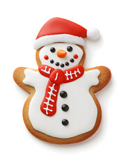Cute snowman cookie isolated on transparent background