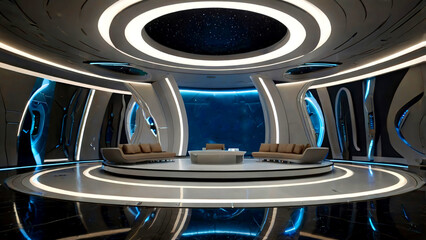 Futuristic podium room design