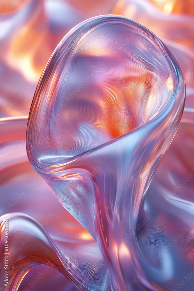Aufkleber a harmonious interplay of gradient glass curves, forming an elegant and dynamic abstract composition