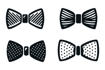 Icons set of bows tie, isolated on white background. Silhouette icons. Vector illustration