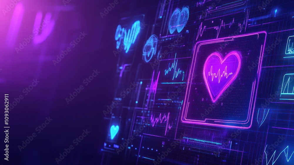 Aufkleber Digital Heartbeat Monitoring System Interface Display