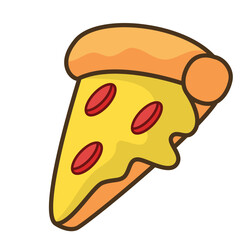 Pizza slice on white background