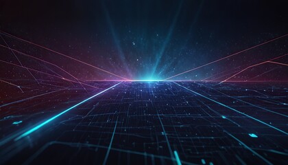 Obraz premium Neon purple and blue line Lights Background with copy space 9798