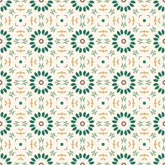 Floral Pattern with Green Leaves and Orange Accents