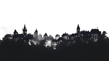 Fototapeta premium town skyline silhouette on white background