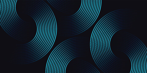 Dark blue abstract background with glowing geometric lines. Modern shiny blue diagonal rounded lines pattern. Futuristic technology concept. Suit for cover, poster, presentation, banner