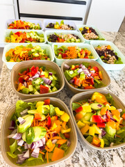 Meal Prep with Colorful Salads in Containers