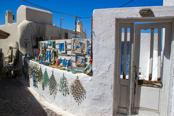 souvenir shop in Pyrgos - street of Santorini in Greece