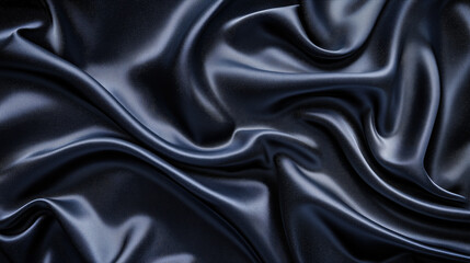 A close-up of luxurious, deep blue satin fabric, showcasing its smooth texture and elegant draping.