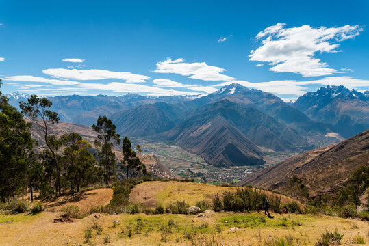 view of the sacred valley of the incas in cusco peru