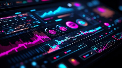 Obraz premium Vibrant and modern cryptocurrency exchange interface with dynamic charts graphs and data visualization elements