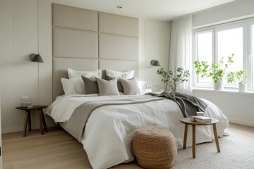 Modern Danish Design Bedroom with Spacious Nordic Decor and Wood Accents