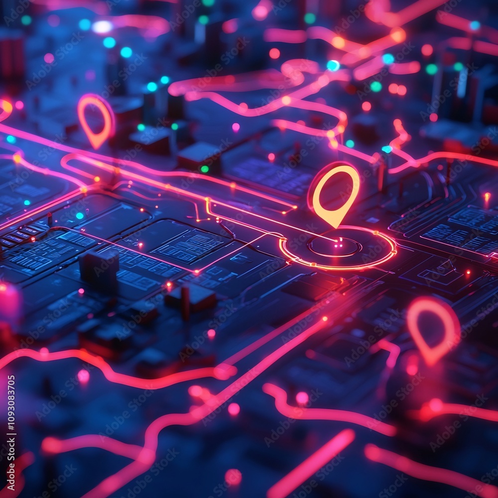 Poster glowing 3d data visualization mapping customer journey for ai powered marketing optimization