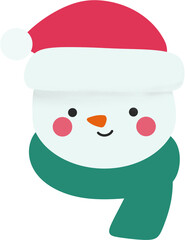 산타 모자를 쓴 눈사람 얼굴
