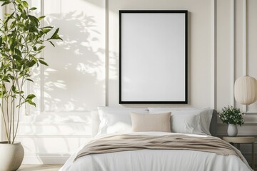 Bedroom Gallery - Contemporary Interior with Poster Frame on Wall