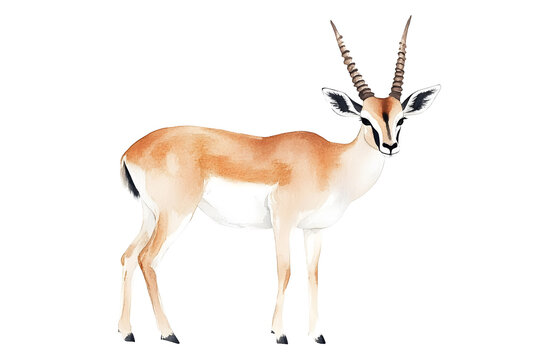 Watercolor african antilope illustration isolated on white
