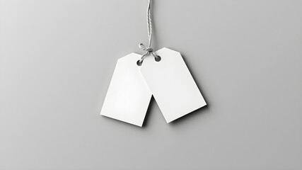 Two blank tags on gradient gray background.