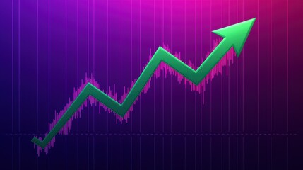 Green Arrow Symbolizing Growth and Progress Over Abstract Gradient Background Representing Financial Success and Economic Advancement in Business Context