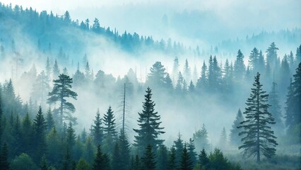 Fototapeta premium Dreamy abstract watercolor depiction of a misty forest, ethereal, dreamy, mystical, lush, mysterious