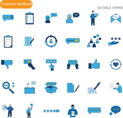 Customer Feedback Icons Reviews, Ratings, Surveys, and Satisfaction