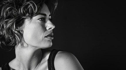 Monochrome close-up of a woman’s profile