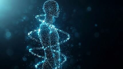 Glowing Human Figure with Swirling DNA Strands Symbolizing Genetic Engineering s Potential