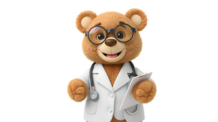 Doctor Bear Cute Character 3d Illustration.