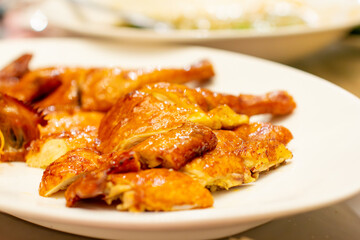 a plate of food that has a piece of bread on it